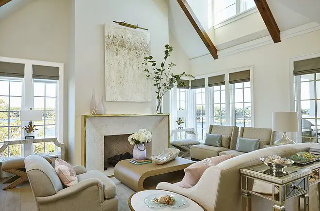 Bright Tampa Bay living room painted in soft coastal blue and white